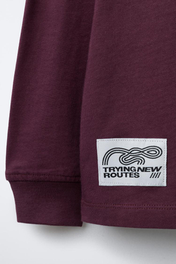 ZARA ЛОНГСЛИВ С ПРИНТОМ SKATE, ГРАНАТОВЫЙ