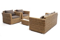 "Капучино" лаунж-зона из искусственного ротанга (гиацинт), цвет соломенный