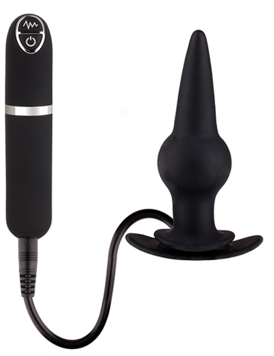 Черная вибровтулка Dash Butt Plug With Mini Controller III - 9 см. (Цвет: черный)