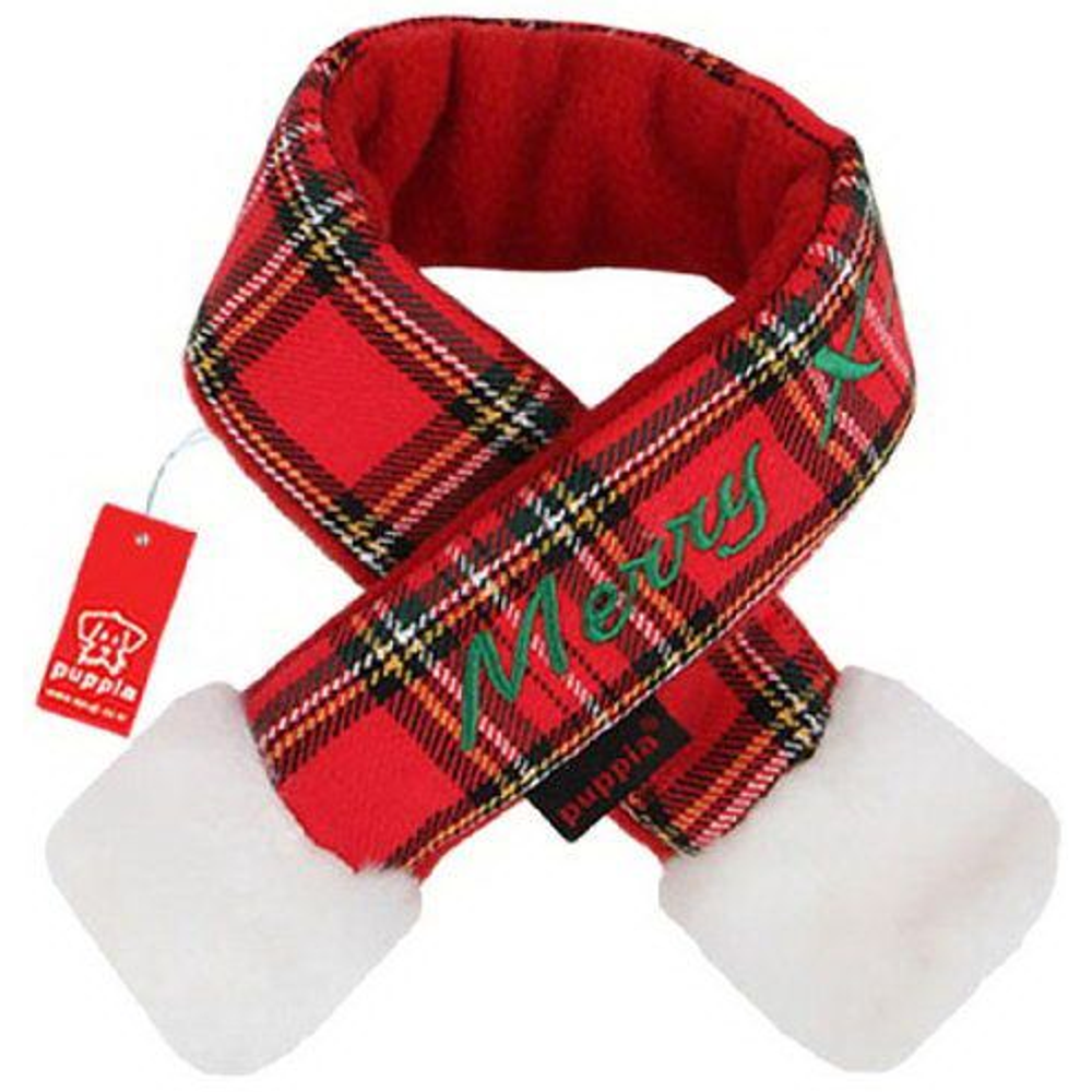 Puppia шарфик для собак новогодний "santa", красная клетка, m