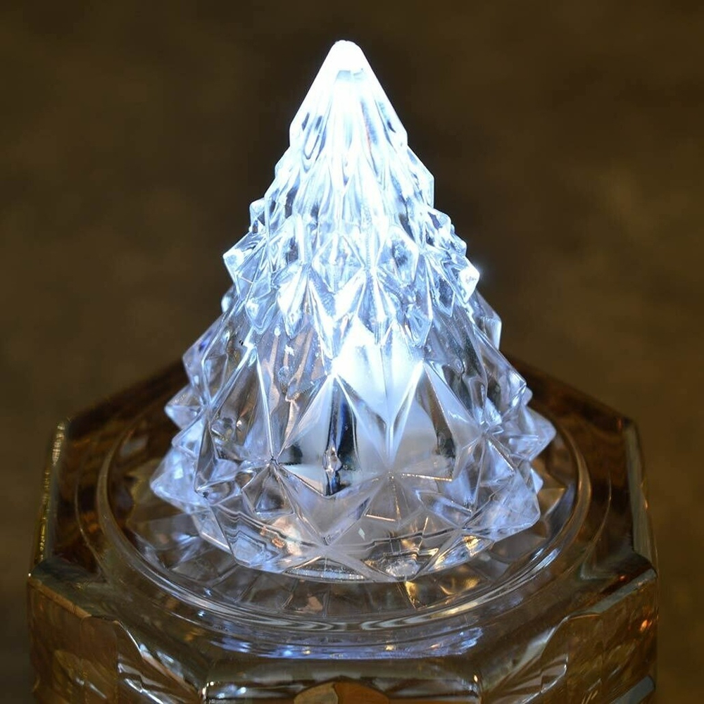 Сувенир новогодний с подсветкой "Кристальная елочка" 5*6см, белый