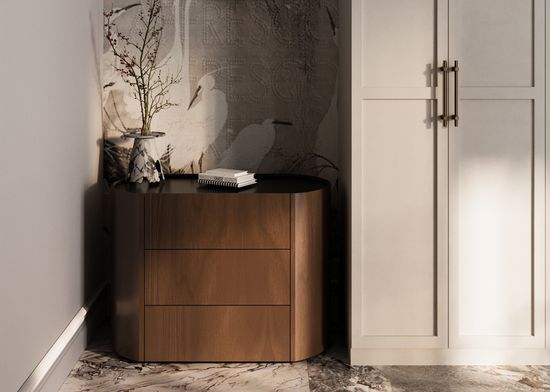 Комод Lagom 3 ящика ширина 90 см (орех, черный)