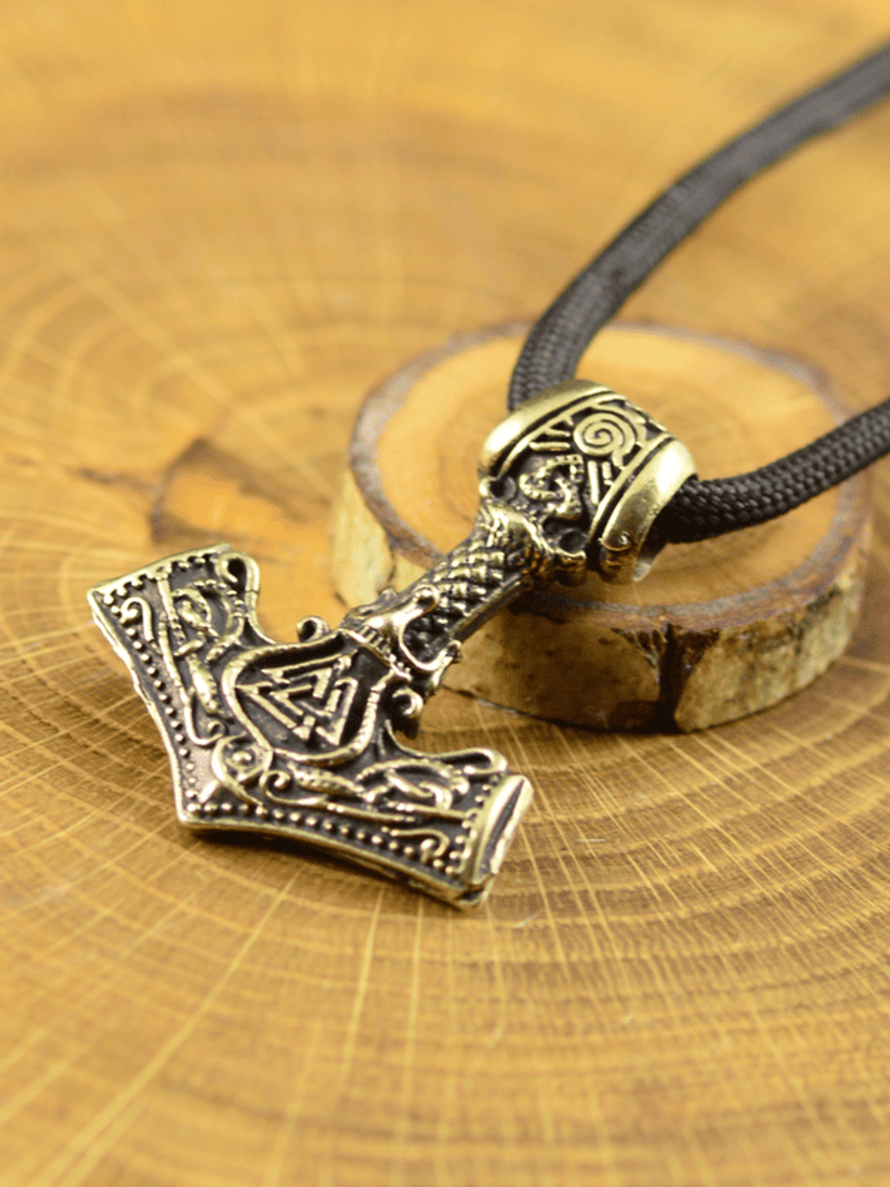 Молот Тора рунический из латуни