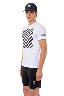 Мужская теннисная футболка Hydrogen Tech Optical Tee Man - white/black