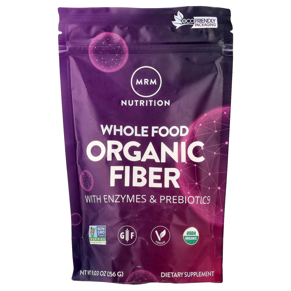 MRM Nutrition, цельнопищевая органическая клетчатка, с ферментами и пребиотиками, 256 г (9,3 унции)
