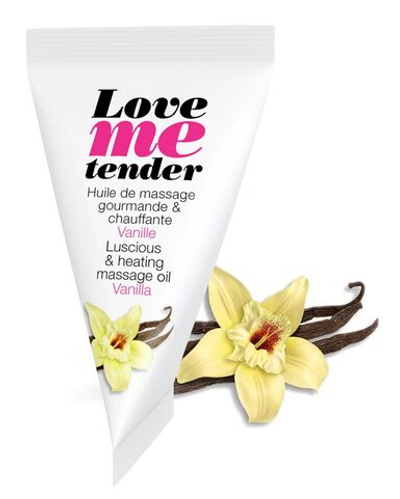 Съедобное согревающее массажное масло Love Me Tender Vanilla с ароматом ванили - 10 мл.