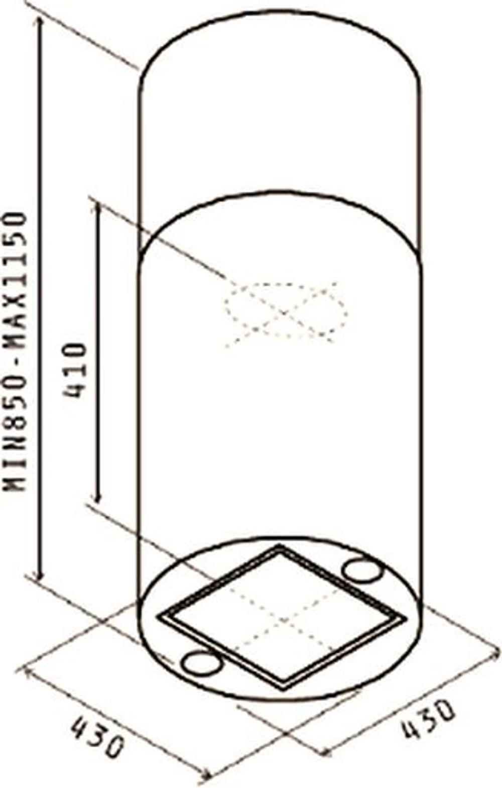 Островная вытяжка Jet Air PIPE ISLAND BL/A/43-PRF0099298A
