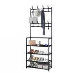 Напольная вешалка для обуви и одежды с полками и крючками 2в1 "New simple floor Clothes Rack" 4яруса- 60х28х158 / 5ярусов- 60х28х175см