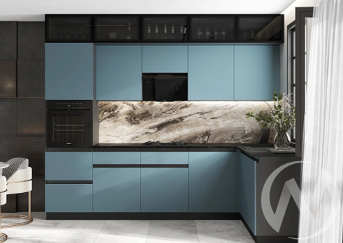 Кухня Техно-6 3;0х1;8м (графит/браш блю/кастилло темный)