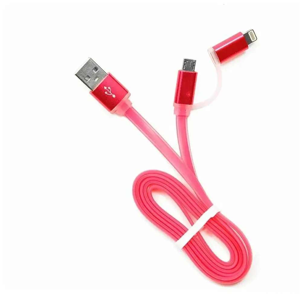 USB cable (2 в 1) Lightning/micro 1m Safe/Speed А3 pink