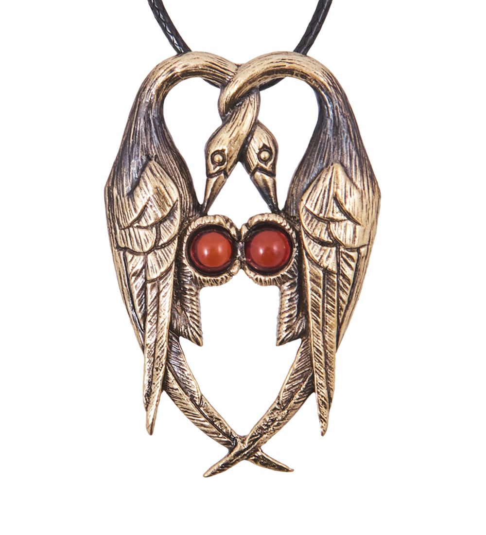 AM-4164 Подвеска «Цапли» (латунь, янтарь)