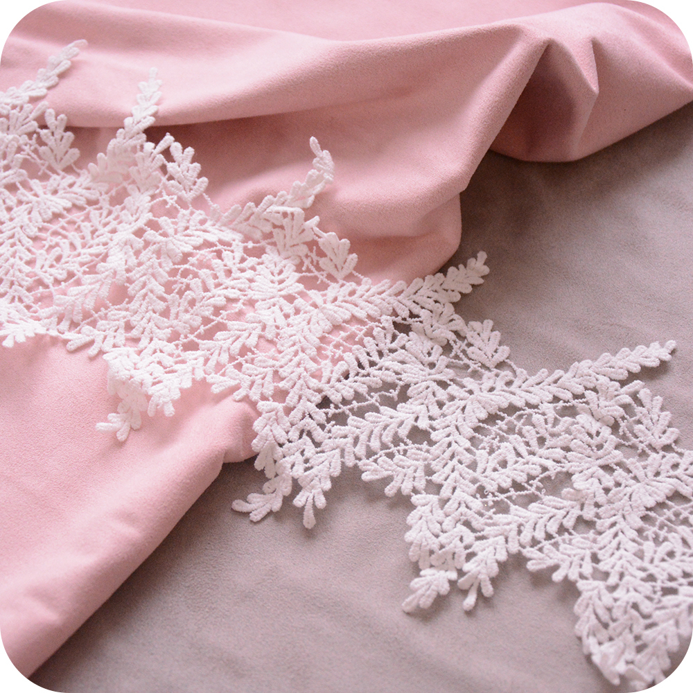 Кружево хлопковое, 13см, веточки, белый, 45см