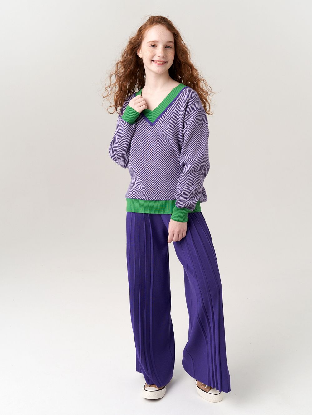 Джемпер для девочки AT954 сиренево-зеленый