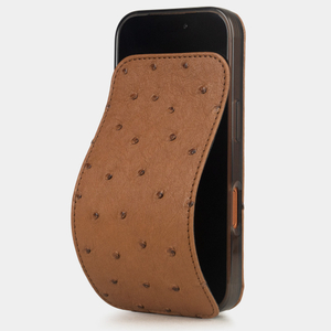Кожаный чехол для iPhone 17 Pro, страус цвета коньяк