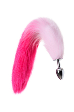 Анальная втулка с бело-розовым хвостом Small 45 см