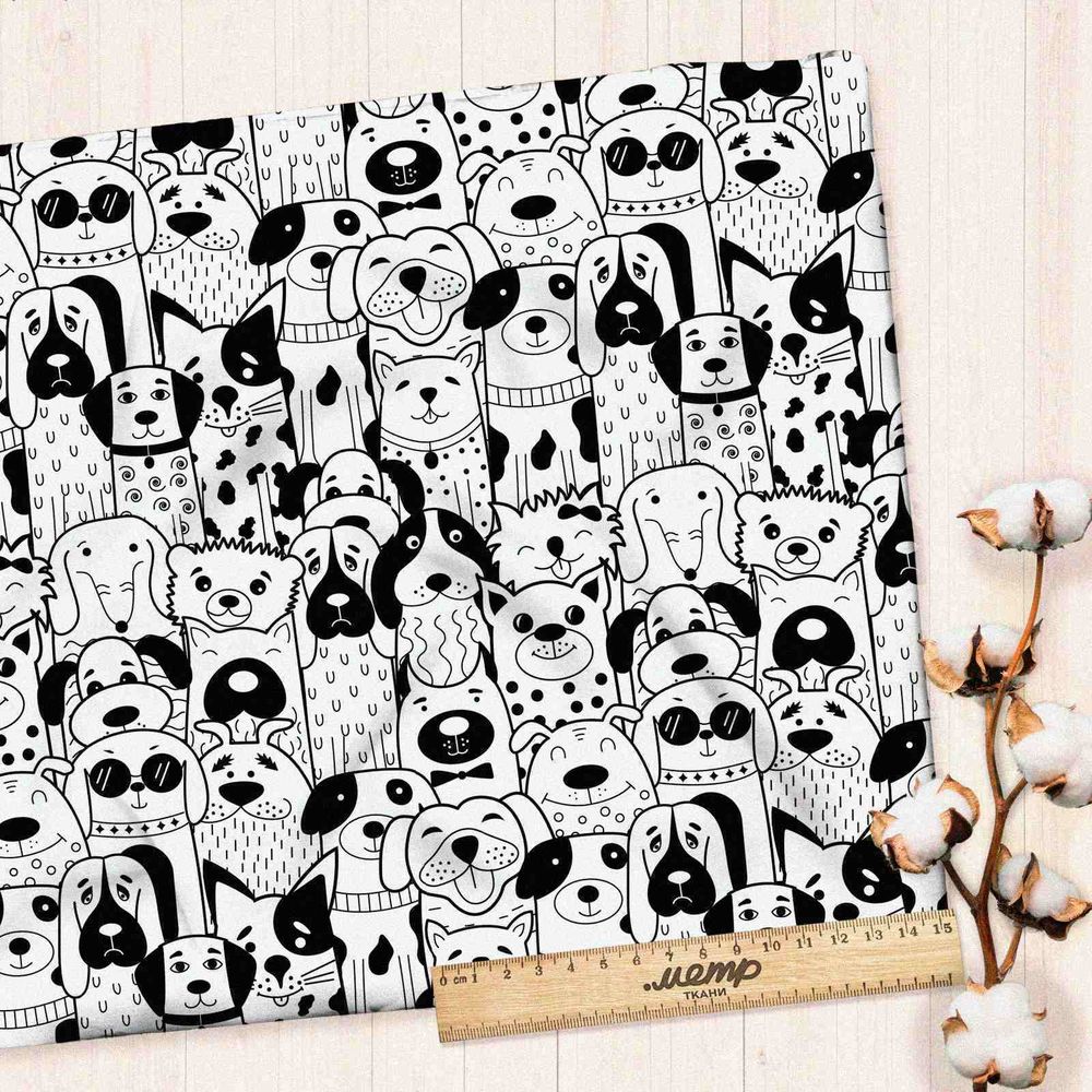 Ткань оксфорд 600 силуэты собак