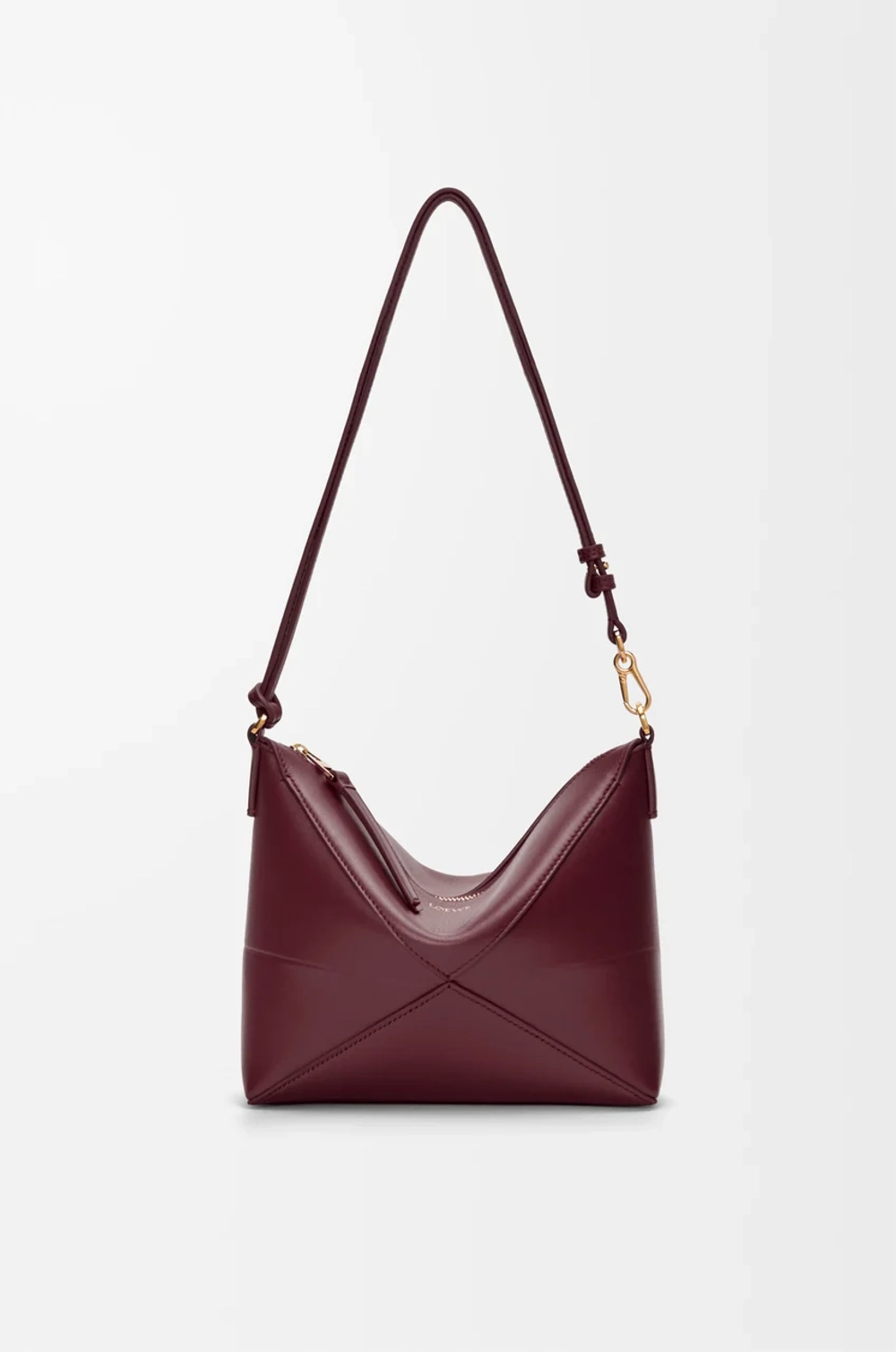 Loewe Сумочка-клатч Puzzle Fold из блестящей телячьей кожи наппа, бургунди
