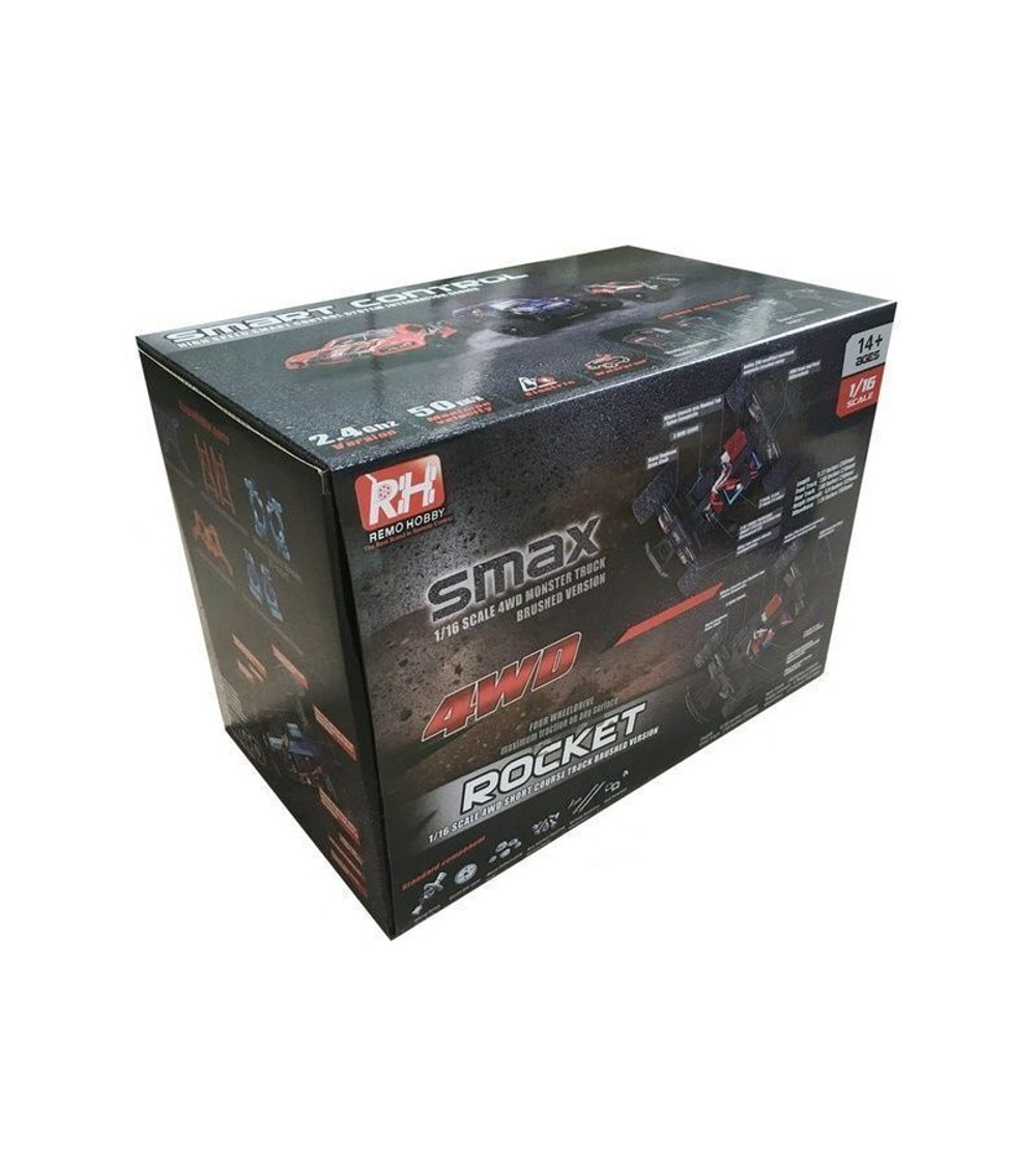 Радиоуправляемый монстр Remo Hobby SMAX Brushless (красный) 4WD 2.4G 1/16 RTR