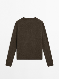 Massimo Dutti Свитер из 100% кашемира, темный хаки