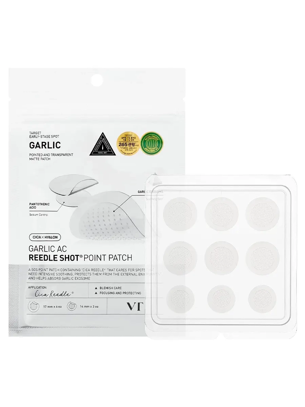 VT Cosmetics Заживляющие патчи от акне с микроиглами и экзосомами чеснока Garlic AC Reedle Shot Point Patch 9 шт