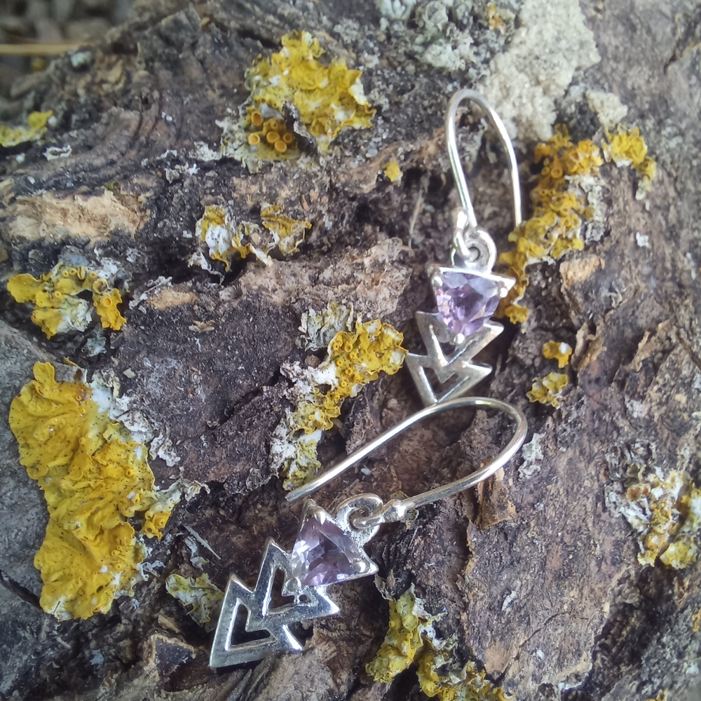 Серьги СТРЕЛА серебро/аметист