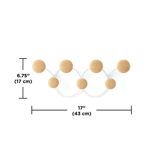 Вешалка для одежды настенная Dotsy, белая/натуральное дерево