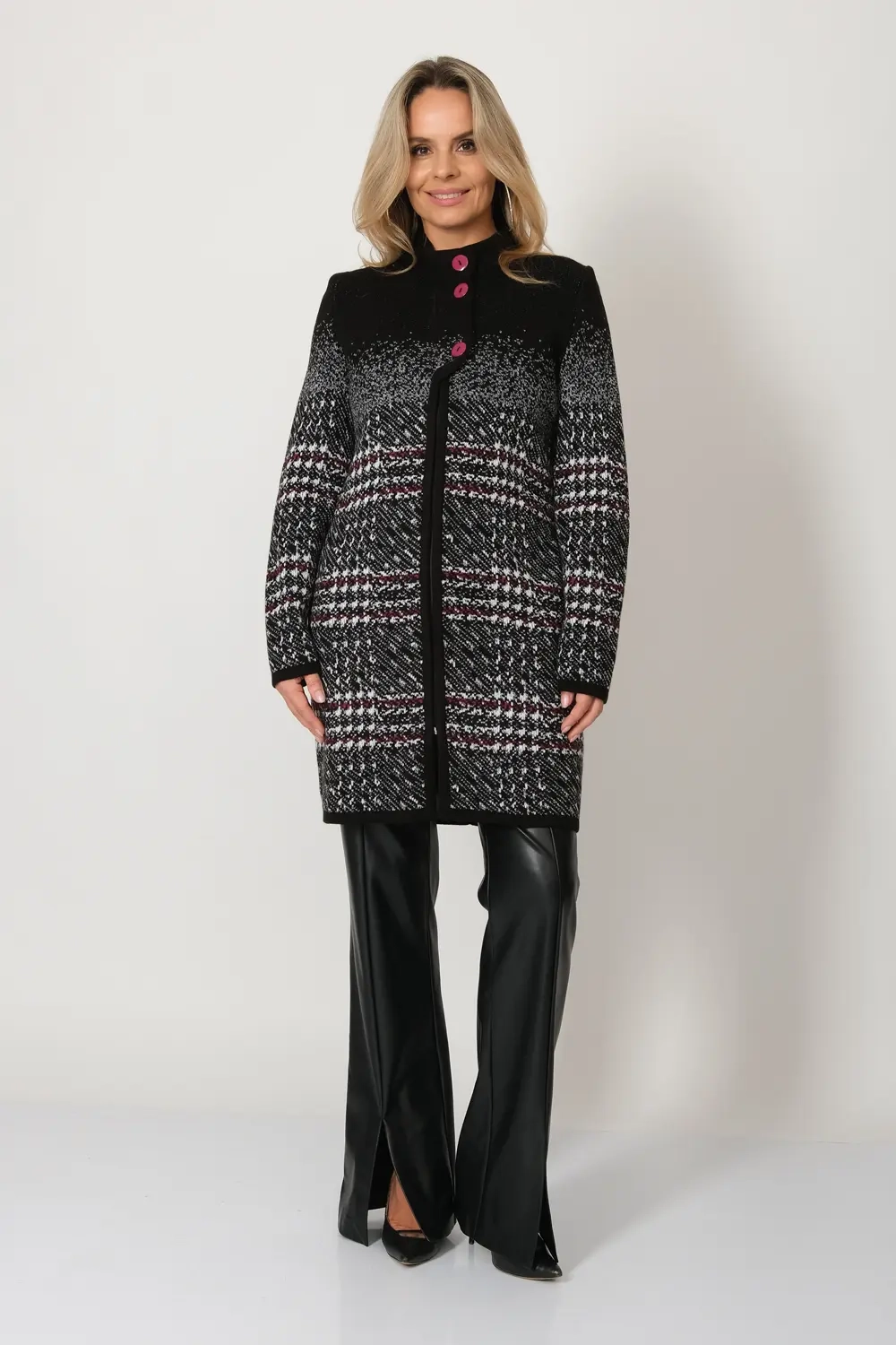 Кардиган В 1742 ст/черно-ягодный