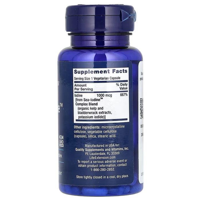 Морской йод, Life Extension Sea-Iodine, 1000 мкг, 60 вегетарианских капсул 2