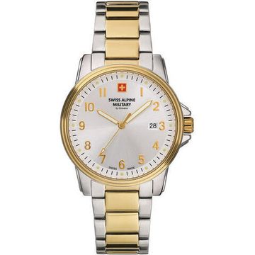 С браслетом Мужские наручные часы с серебряным браслетом Swiss Alpine Military 7011.1142 mens 40mm 10ATM