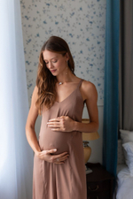 Платье-комбинация с разрезом для беременных и кормящих, Мокко