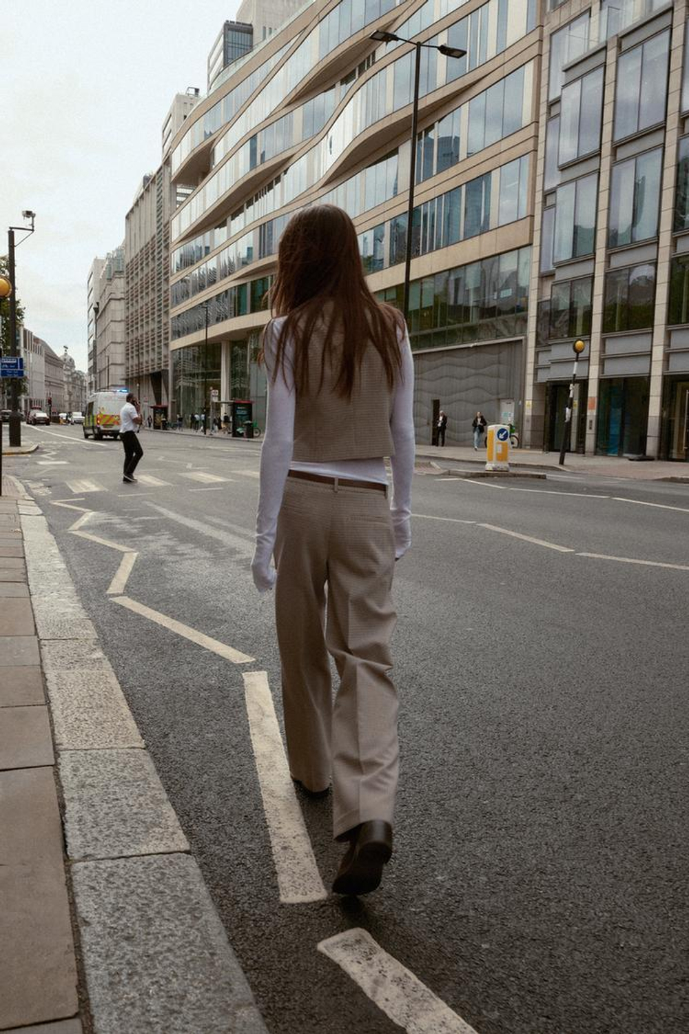 ZARA ЖИЛЕТ В КЛЕТКУ, БЕЖЕВЫЙ/ТЕМНО-СИНИЙ