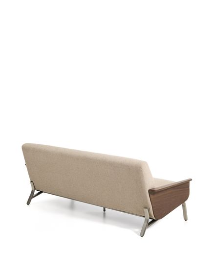 3-местный диван Amsen светло-коричневый с подлокотниками из шпона ореха