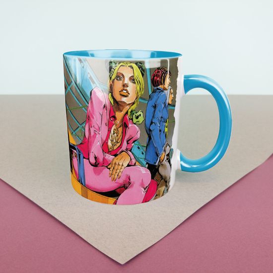 Кружка керамическая объем 330мл, "Джолин, лети высоко с Гуччи" (голубая)