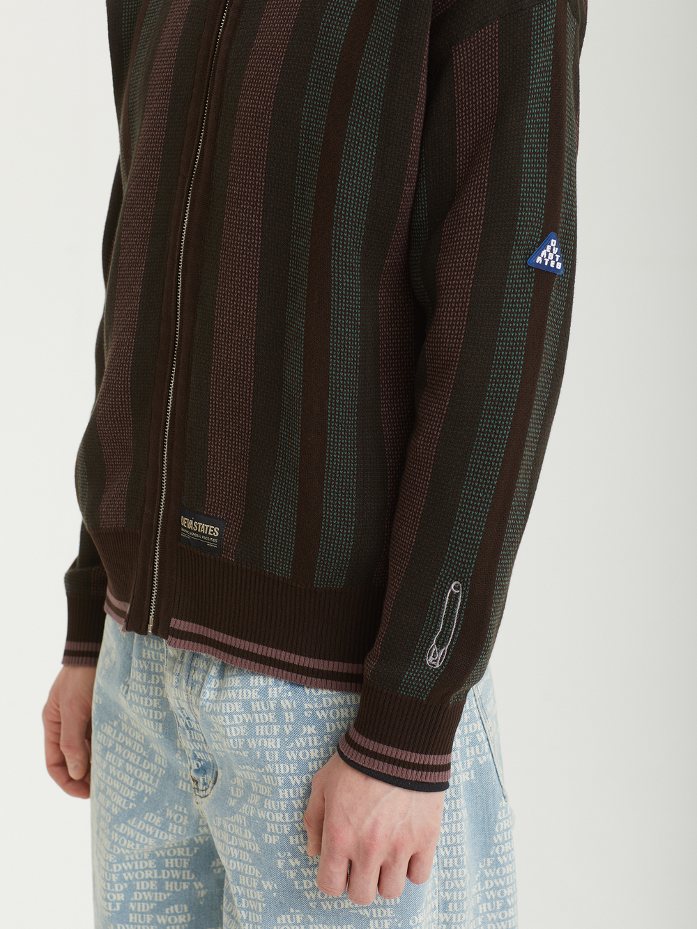 Мужской Свитер-поло Zip-up Striped