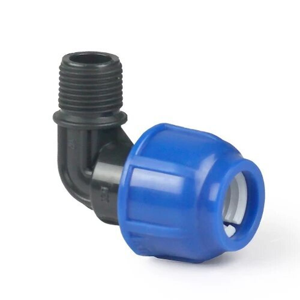 Отвод компрессионный наружн.резьба PN16 d 32х1/2" для ПЭ труб, РТП (11559)