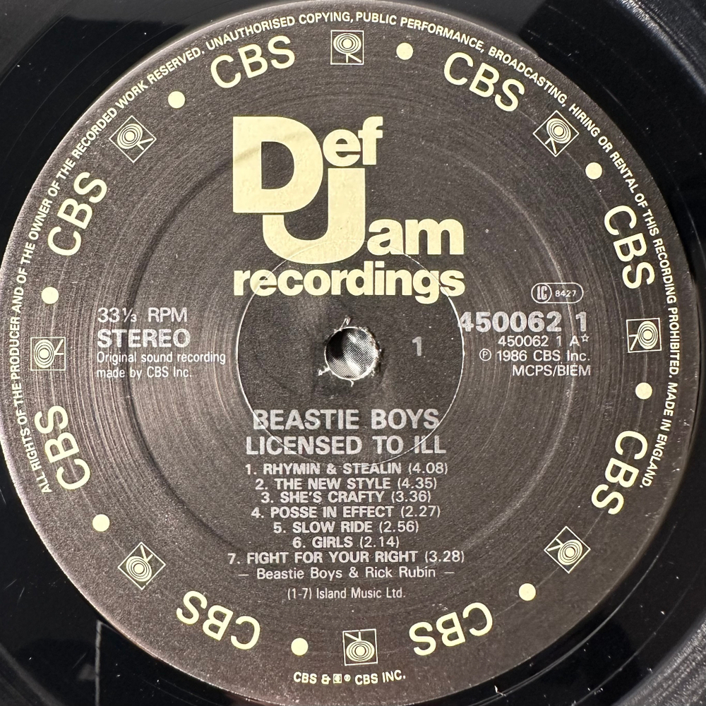 Beastie Boys ‎– Licensed To Ill (Англия 1986г.)