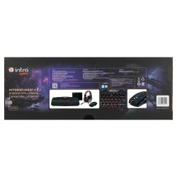 Клавиатура и мышь комплект Intro GXZ990 игровой 1200-3600dpi + коврик + гарнитура черный