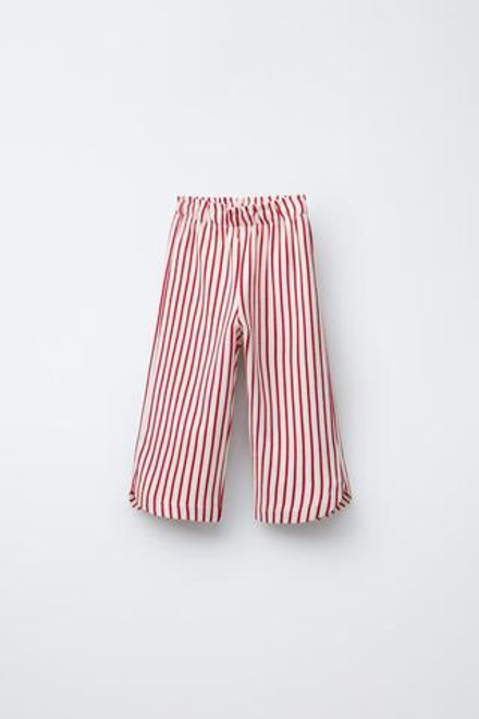 ZARA БРЮКИ-КЮЛОТЫ ИЗ ТКАНИ ПИКЕ В ПОЛОСКУ, КРАСНЫЙ