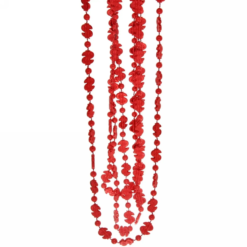 Бусы на ёлку 1,5м «Доллары» 1,2см, Красный