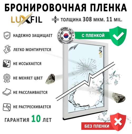 Пленка защитная бронировочная SAFETY 11 MIL PREMIUM LUXFIL, на отрез (ширина рулона 1,524 м.)