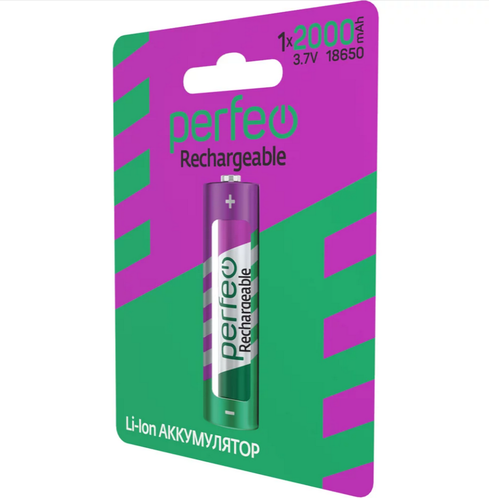 Аккумулятор 18650 -2000mAh 3.7v Li-ion Perfeo 1шт/уп