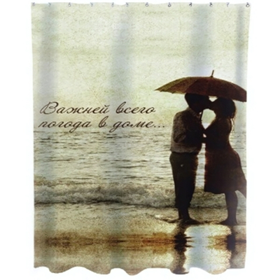 Штора для ванной комнаты Фотопринт 180*180 "НА ПЛЯЖЕ" с кольцами One the beach 2403