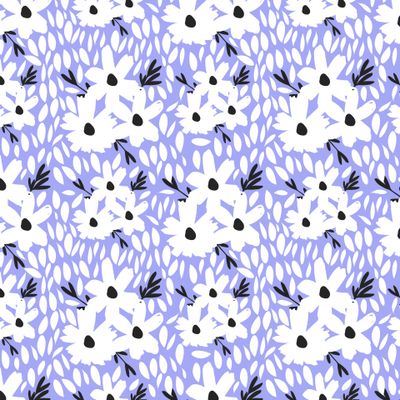 Мелкий принт белые цветы на голубом