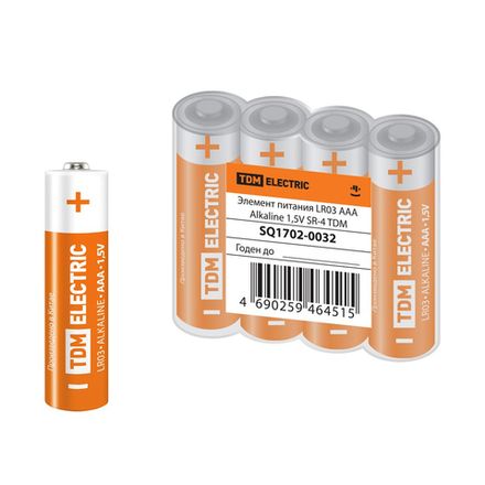 Батарейка Tdm Electric LR03, типоразмер AAA, в слюде, 4 шт