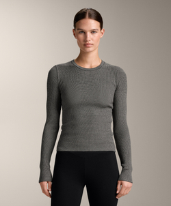 Oysho Футболка Base layer из трикотажа с рельефным узором, черный