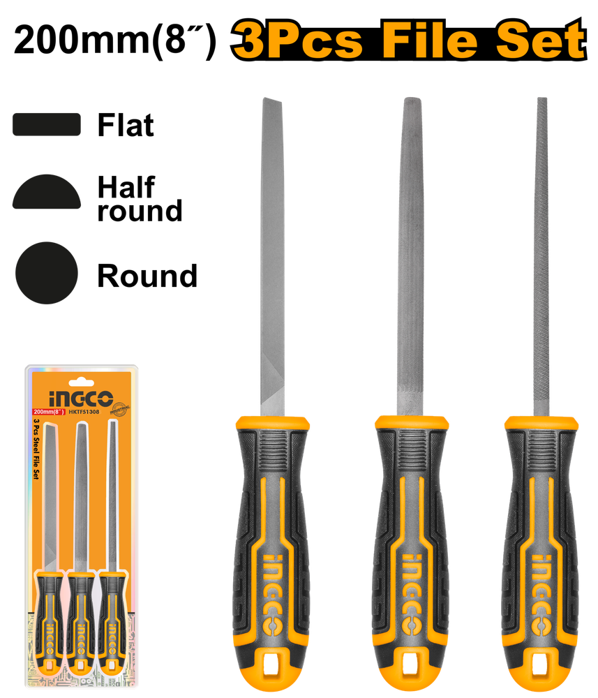 Набор напильников INGCO HKTFS1308 INDUSTRIAL 200 мм 3 шт.