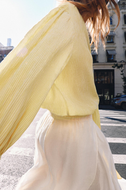ZARA РУБАШКА В ПОЛОСКУ С ЗАВЯЗКАМИ — ZW COLLECTION, ЖЕЛТЫЙ