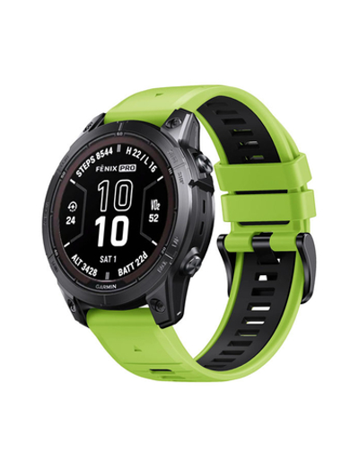 Ремешок силиконовый QuickFit 22 мм. для Garmin Fenix 7 PRO/7/6/5/5 plus, Quatix 5, MARQ, Forerunner 935 / 945, instinct, instinct 2 Лайм/Черный