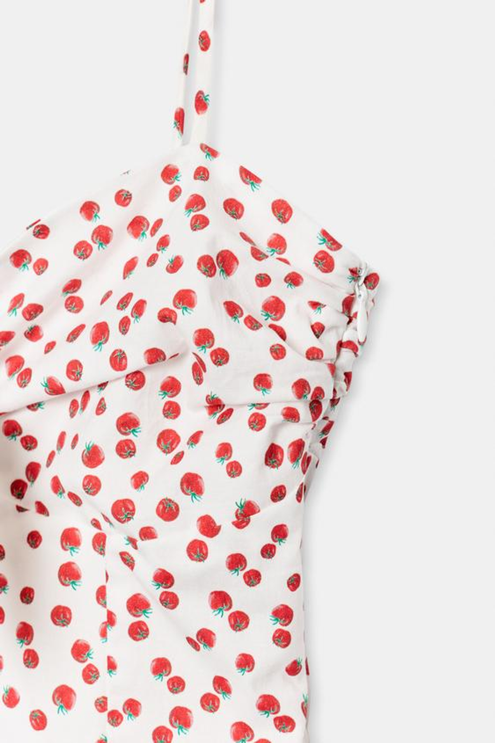 ZARA ПЛАТЬЕ МИДИ ИЗ ПОПЛИНА, БЕЛЫЙ/КРАСНЫЙ