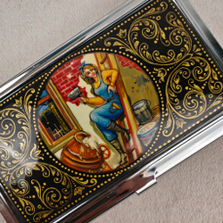 Визитница "Подарок строителю" (роспись Палех)